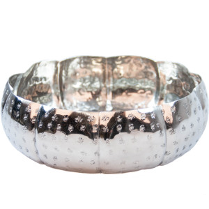 Orientalisches rundes Tablett Schale aus Metall 20cm groß Silber | Orient Dekoschale mit hohem Rand