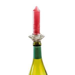 3er Set Kerzenhalter für Flaschen, passt zu normalen Stabkerzen mit Ø 2cm, Flaschenkerzenhalter, Kerzenständer, Flaschenaufsatz, Silber, Höhe 7cm