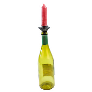 3er Set Kerzenhalter für Flaschen, passt zu normalen Stabkerzen mit Ø 2cm, Flaschenkerzenhalter, Kerzenständer, Flaschenaufsatz, schwarz, Höhe 7cm