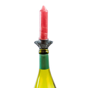 3er Set Kerzenhalter für Flaschen, passt zu normalen Stabkerzen mit Ø 2cm, Flaschenkerzenhalter, Kerzenständer, Flaschenaufsatz, schwarz, Höhe 7cm