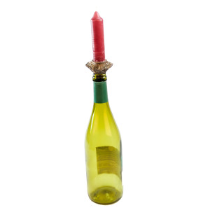 3er Set Kerzenhalter für Flaschen, passt zu normalen Stabkerzen mit Ø 2cm, Flaschenkerzenhalter, Kerzenständer, Flaschenaufsatz, Gold, Höhe 7cm