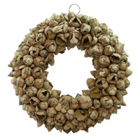Dekokranz mit Aufhängevorrichtung 30cm, gefertigt aus Kokos-Früchten - Deko aus Naturmaterialien (Light Green, 30cm)