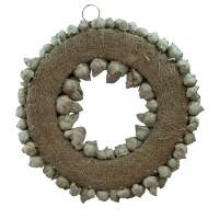 Dekokranz mit Aufhängevorrichtung 30cm, gefertigt aus Kokos-Früchten - Deko aus Naturmaterialien (Aqua Green, 30cm)