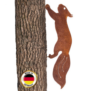 Rostiges Eichhörnchen rennend - Baumstecker edelrost...