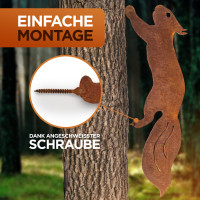 Rostiges Eichhörnchen rennend - Baumstecker edelrost deko Höhe 15cm x Länge 42cm - Metall Rost Gartendeko