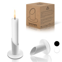 Modern minimalistischer Kerzenständer aus Metall - Deko Kerzenhalter lackiert für Tafelkerzen, Kommunionskerzen und Stabkerzen (2er Set für Tafelkerzen Ø-22mm, weiß)