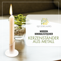 Modern minimalistischer Kerzenständer aus Metall - Deko Kerzenhalter lackiert für Tafelkerzen, Kommunionskerzen und Stabkerzen (2er Set für Tafelkerzen Ø-22mm, weiß)