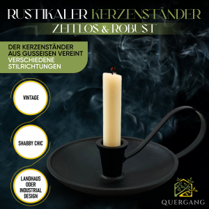 Rustikaler Kerzenständer - Kammerleuchter schwarz aus Gusseisen im traditionellen Design