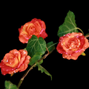 Dekorationsblüte Rose orange/pink Ø ca.4cm