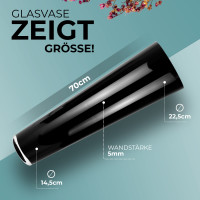 Konische Glas-Vase Konischer Zylinder schwarz 70cm Ø 22,5cm