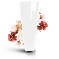 Konische Glas-Vase Konischer Zylinder weiß  43cm Ø 18cm