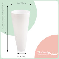 Konische Glas-Vase Konischer Zylinder weiß  43cm Ø 18cm