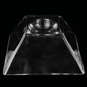 Eckige Glas-Schale Teelicht H.7,5cm Länge x Breite 20cm. Flache Dekoschale eckig mit Dekorations Set Orchidee rot