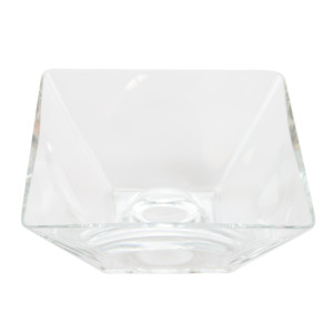 Eckige Glas-Schale Teelicht H.7,5cm Länge x Breite 20cm. Flache Dekoschale eckig mit Dekorations Set Rose hellgelb
