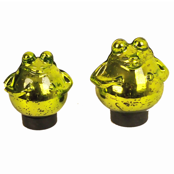 Bollweg Schwimm-Frosch mittel Maße 12cm x 13cm in grün/glänzend aus Glas