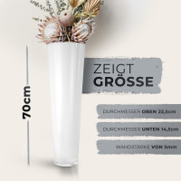 Große Konische Glas-Vase Konischer Zylinder weiß 70cm Ø 22,5cm B-Ware