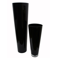 Große Konische Glas-Vase Konischer Zylinder schwarz 70cm Ø 22,5cm B-Ware