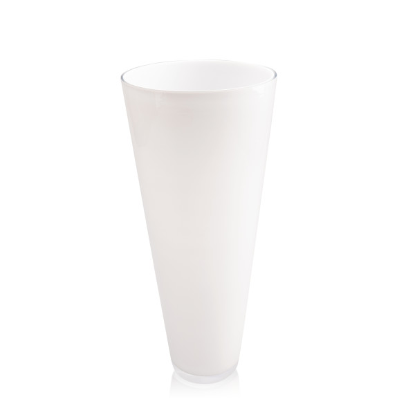 Große Konische Glas-Vase Konischer Zylinder weiß  43cm Ø 18cm B-Ware