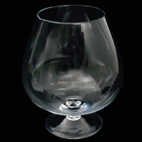 Deko-Glas Cognacglas klein Höhe 19cm Ø 10cm mit Dekoration Rose gelb-orange