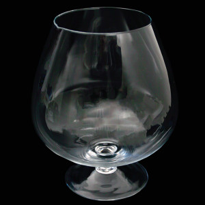 Deko-Glas Cognacglas klein Höhe 19cm Ø 10cm mit Dekoration Rose braun-rot