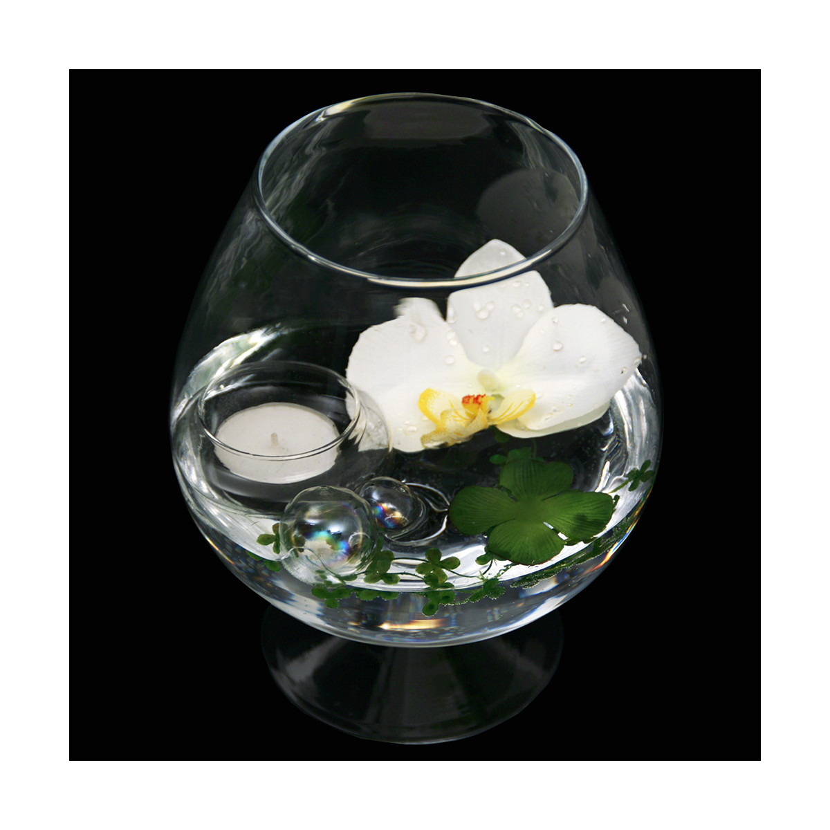 Teelichthalter Orchideen,Glas,Kunstblumen,Dekoblumen 